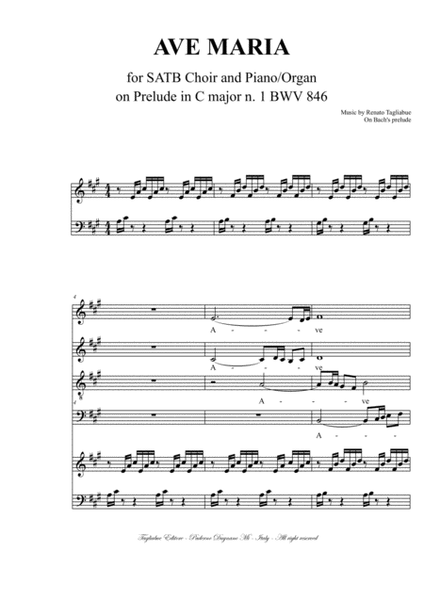 AVE MARIA - Tagliabue - for SATB Choir and Piano/Organ on Prelude in C major n. 1 BWV 846 image number null
