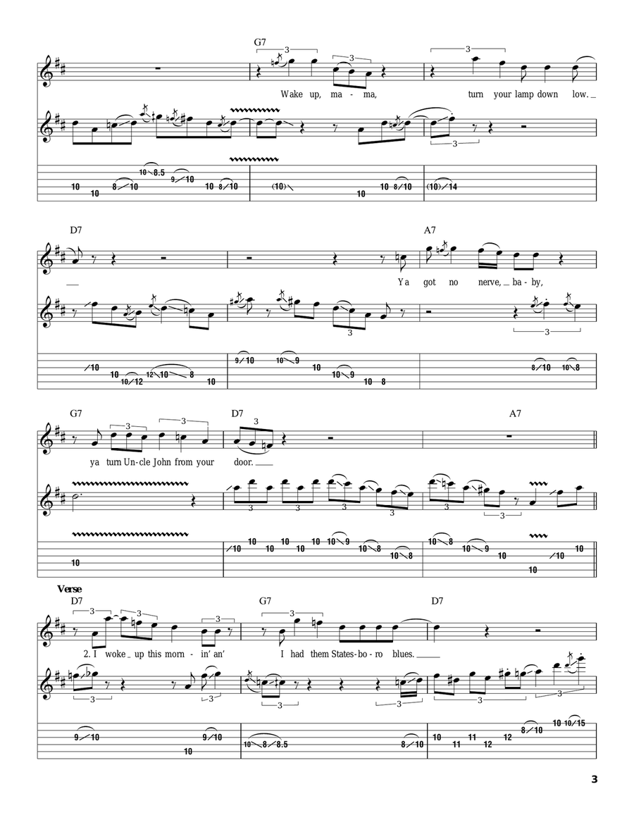 Statesboro Blues Acoustic Guitar scores gallery preview page 3