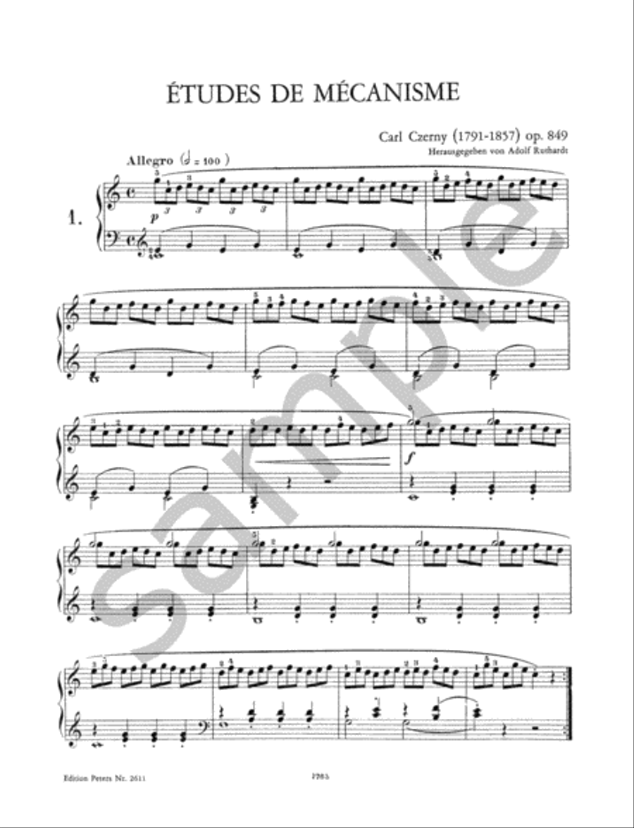 30 Études de mécanisme (Preliminary School of Velocity) Op. 849 for Piano