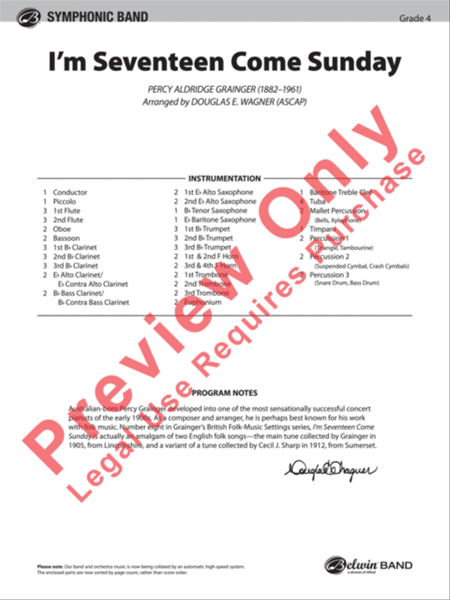 I'm Seventeen Come Sunday Concert Band scores gallery preview page 2