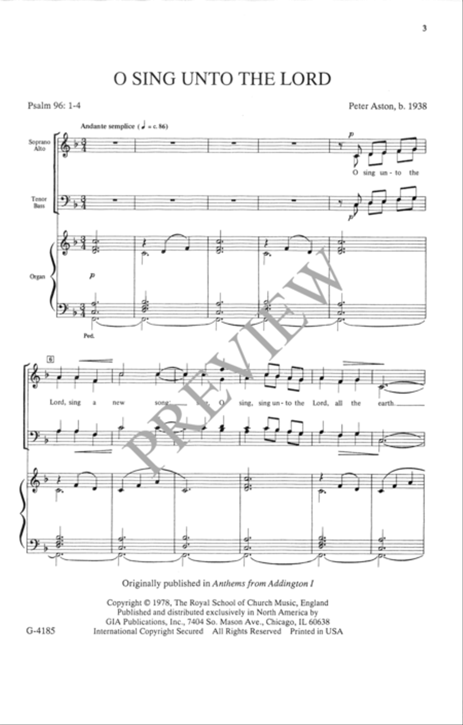 O Sing unto the Lord 4-Part scores gallery preview page 4