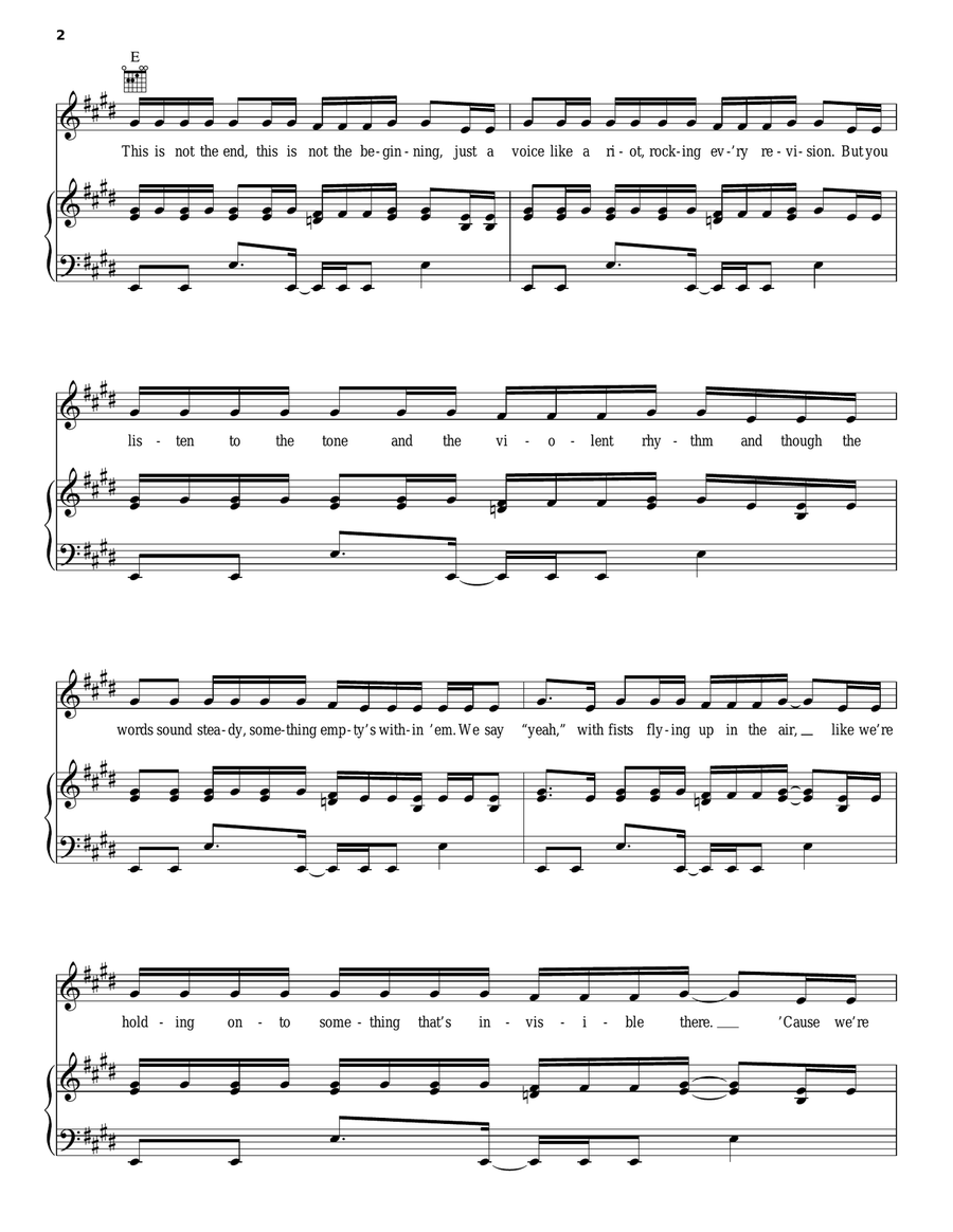 Waiting For The End Piano, Vocal, Guitar scores gallery preview page 2
