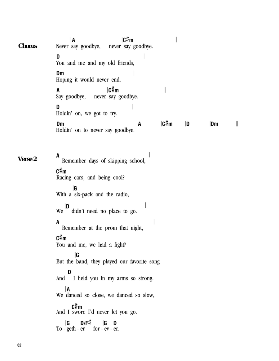 Never Say Goodbye Acoustic Guitar scores gallery preview page 2