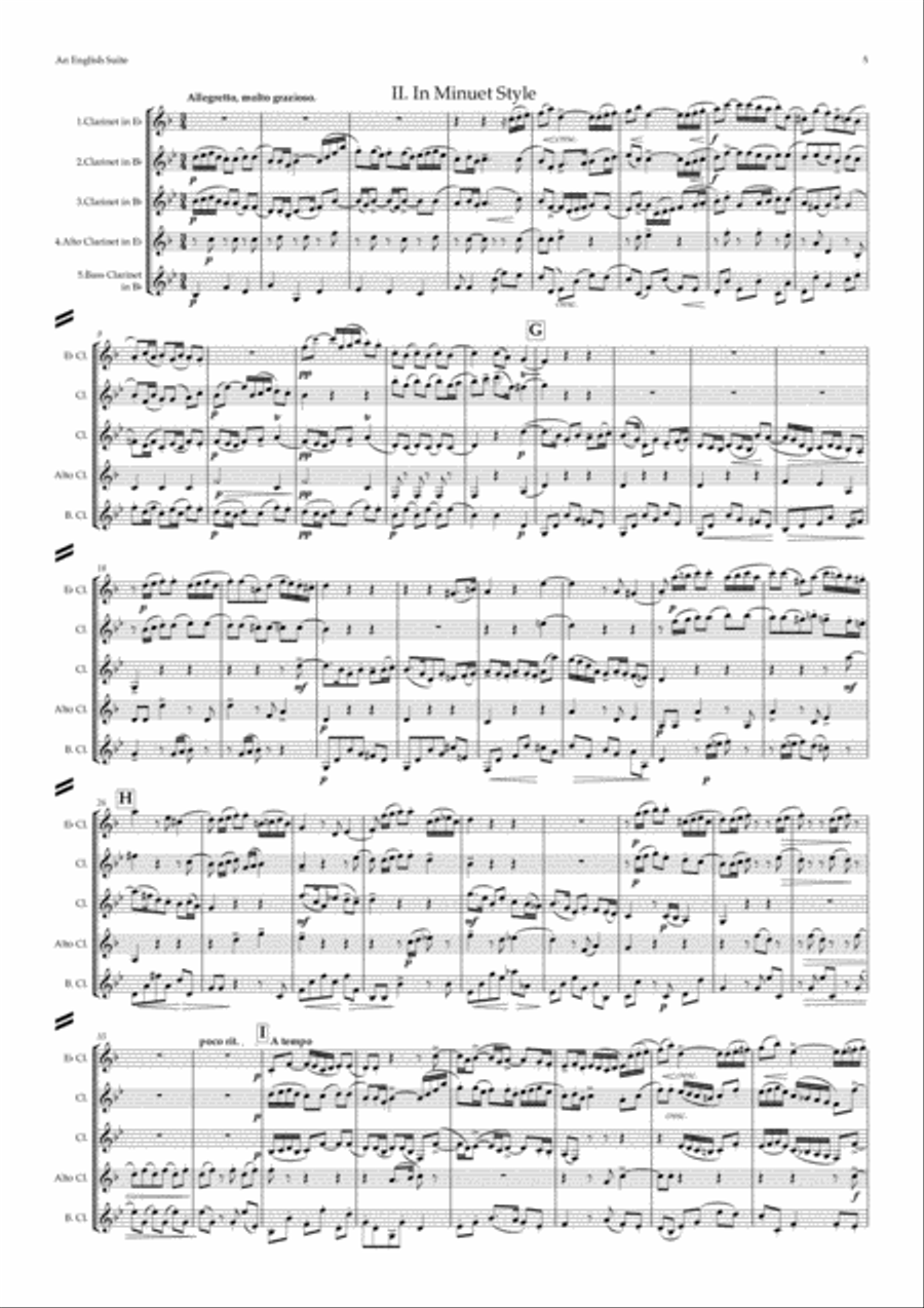 Parry: An English Suite (Complete) - clarinet quintet Clarinet Quintet scores gallery preview page 5
