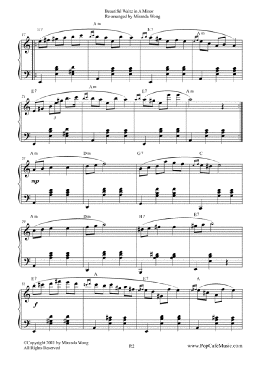 Beautiful Waltz in A Minor Op.19 by Chopin 4-Part scores gallery preview page 2