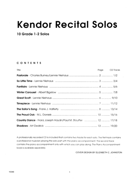 Kendor Recital Solos - Baritone B.C. - Solo Book