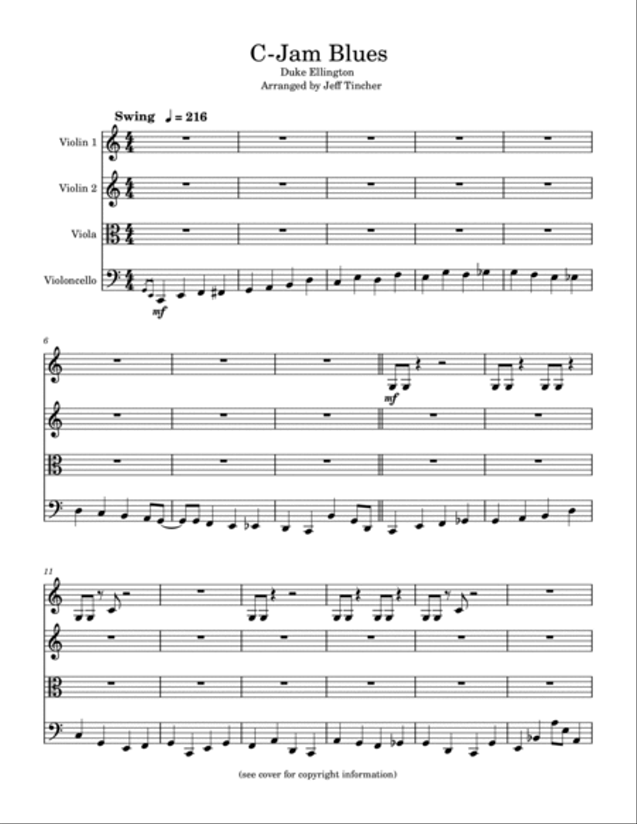 C-Jam Blues C-Jam Blues String Quartet scores gallery preview page 2