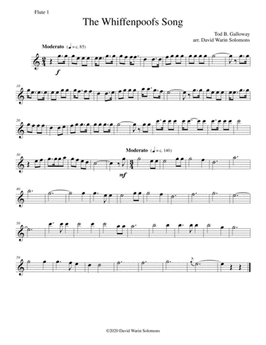 The Whiffenpoofs song arranged for flute quartet (3 C flutes and 1 alto flute) image number null