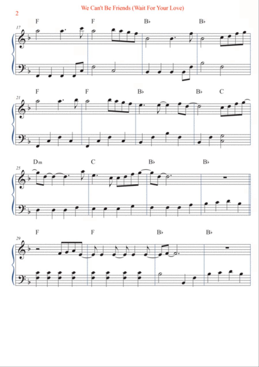 We Can't Be Friends (Wait For Your Love) Easy Piano scores gallery preview page 2