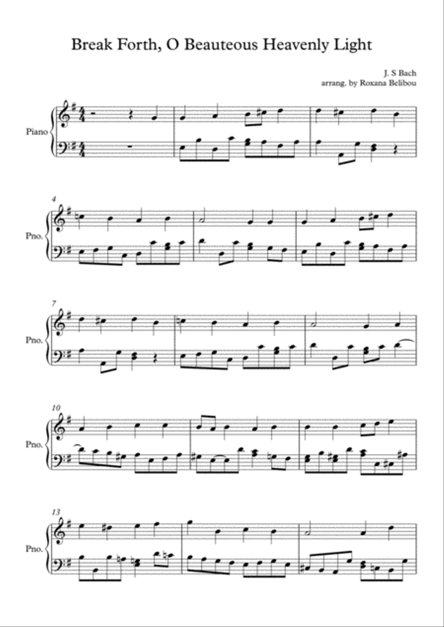 Break Forth, O Beauteous Heavenly Light Piano Solo scores gallery preview page 1