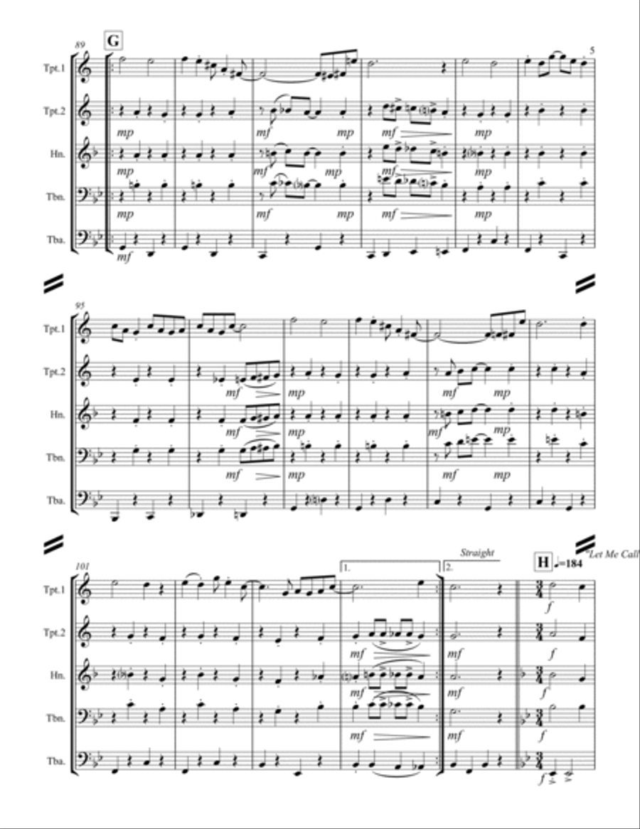 Sing-along Medley #2 (for Brass Quintet) Brass Quintet scores gallery preview page 6