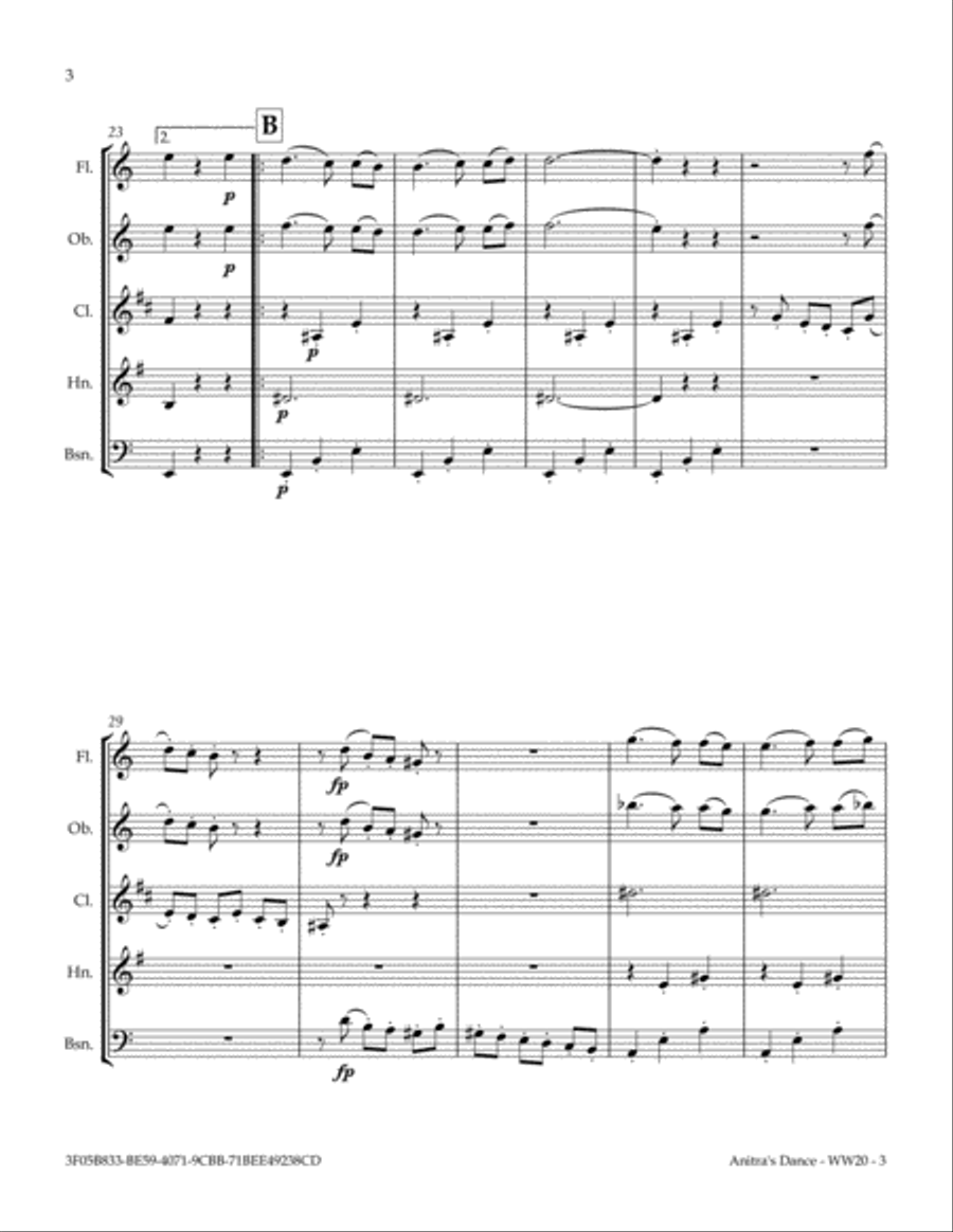 Anitra's Dance from Peer Gynt Suite Woodwind Quintet scores gallery preview page 4