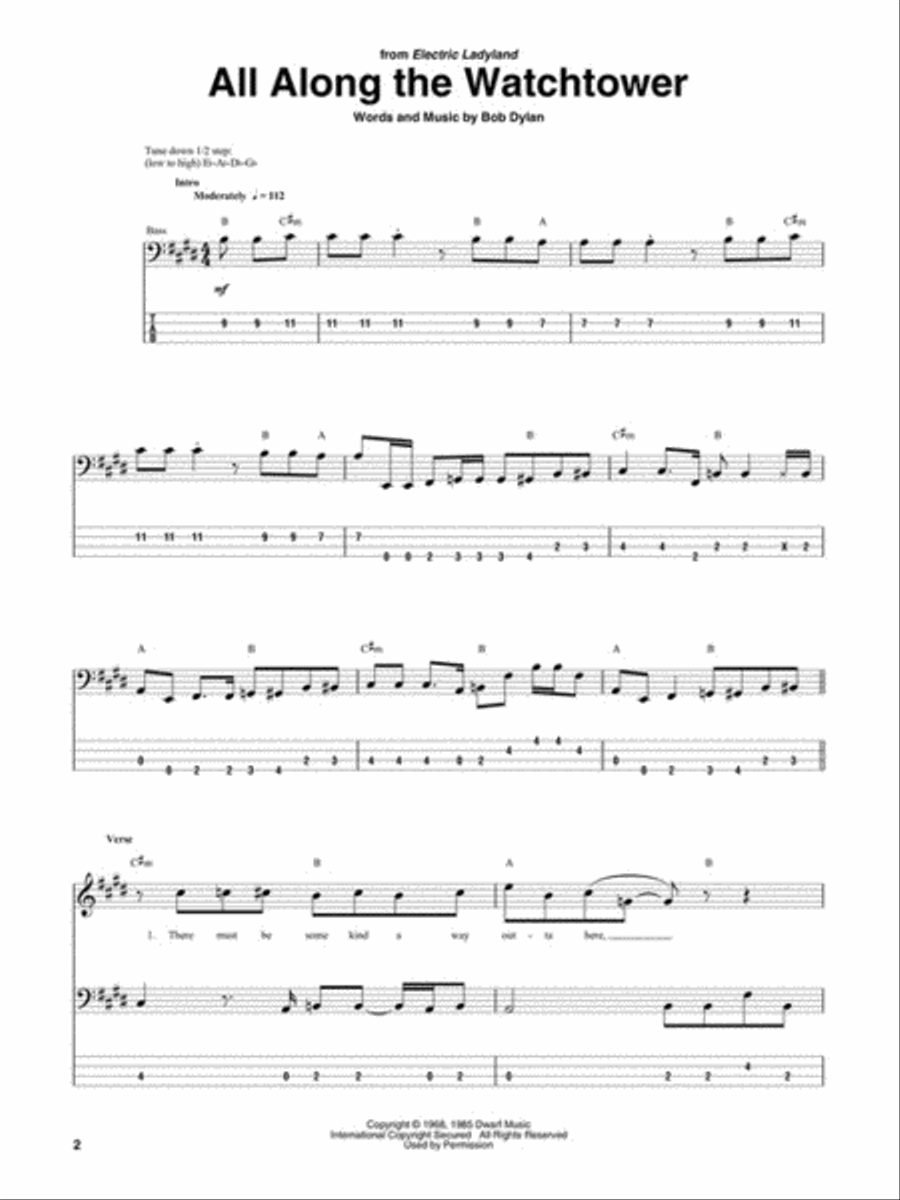 Jimi Hendrix Bass Tab Collection Bass Guitar Tablature scores gallery preview page 3