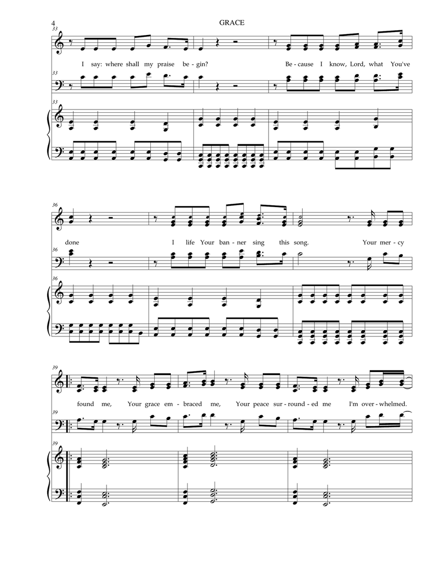 Grace (SATB with Piano) Grace (SATB with Piano) 4-Part scores gallery preview page 4