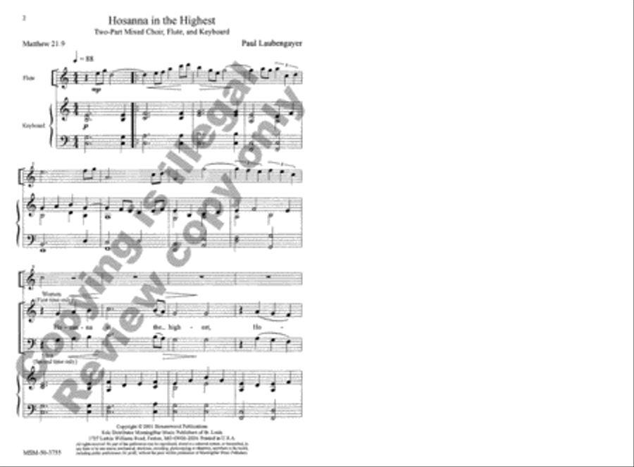 Hosanna in the Highest Hosanna in the Highest SSA scores gallery preview page 2