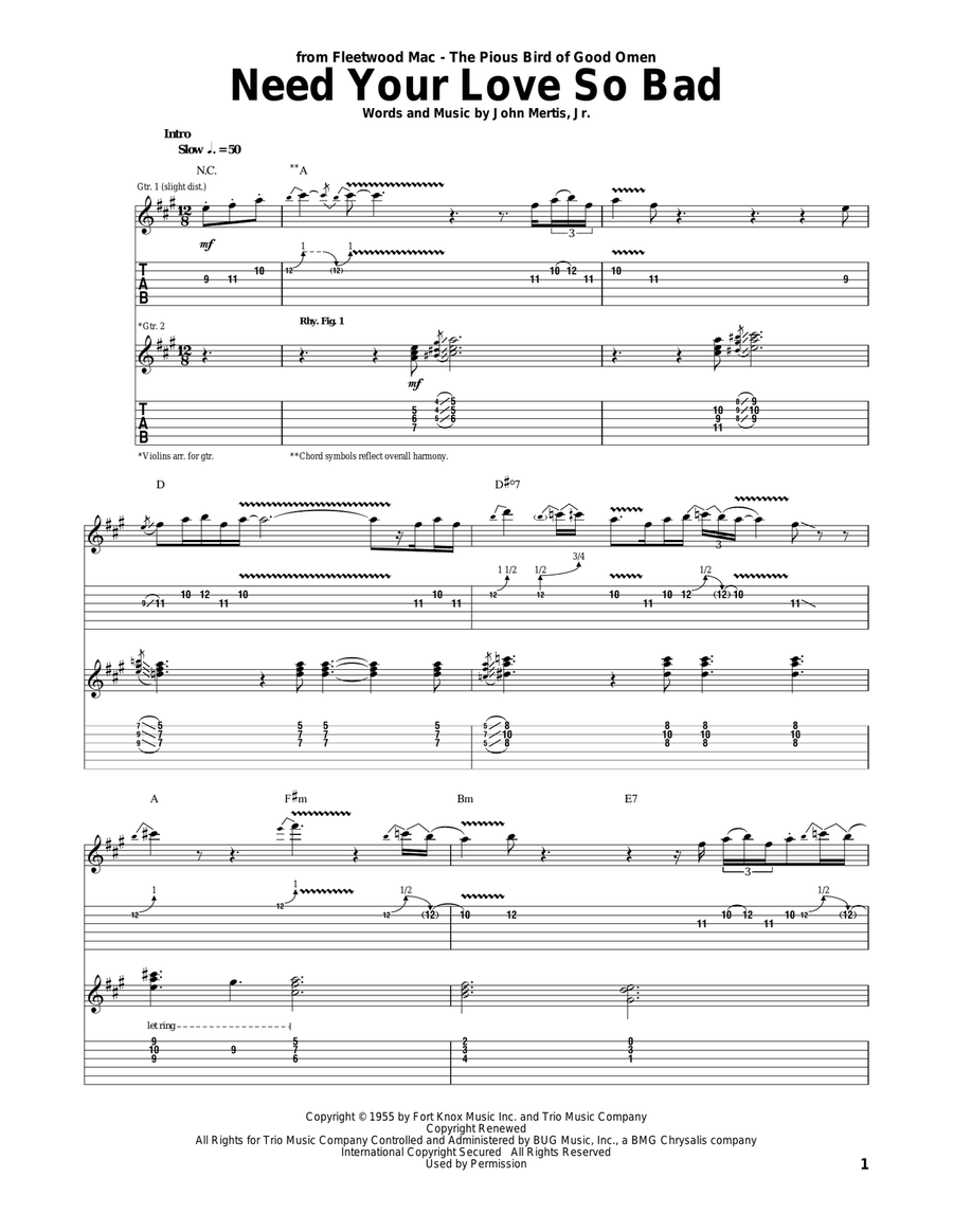 Need Your Love So Bad Need Your Love So Bad Acoustic Guitar scores gallery preview page 1