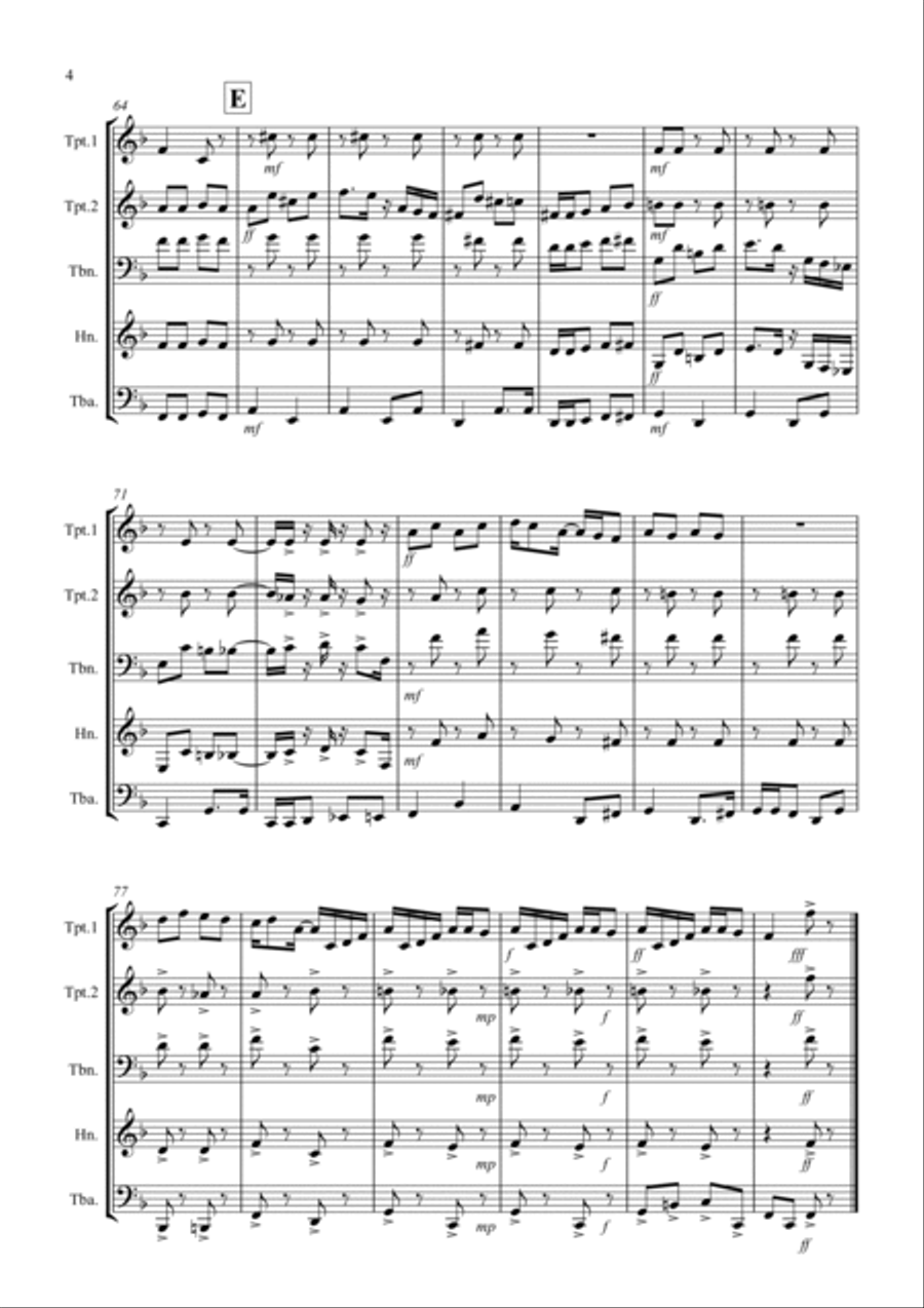 Roxy Ragtime for Brass Quartet Brass Quartet scores gallery preview page 4