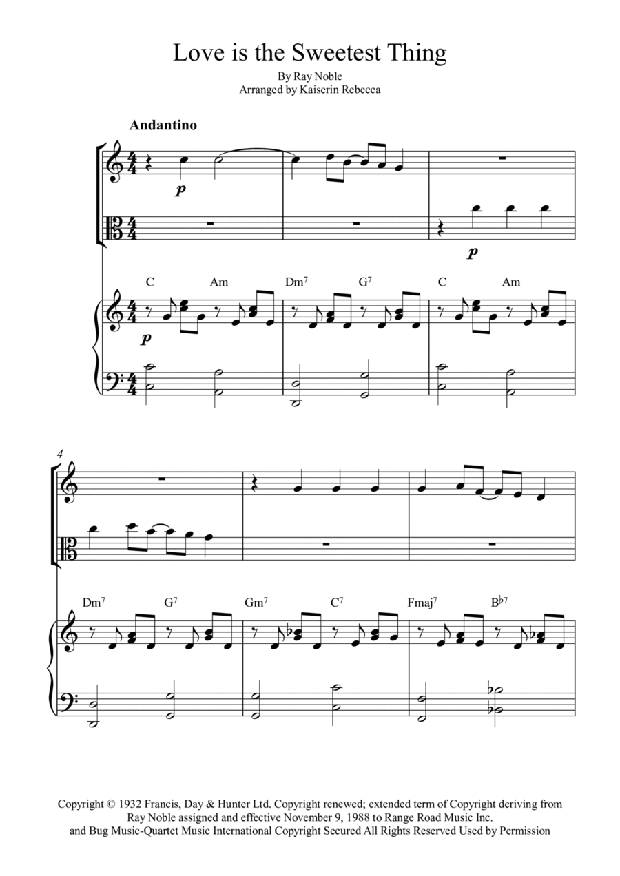 Love Is The Sweetest Thing String Duet scores gallery preview page 1
