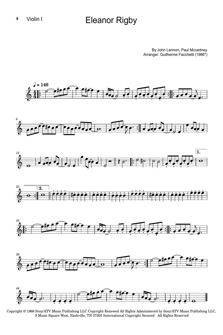Eleanor Rigby String Quartet scores gallery preview page 4