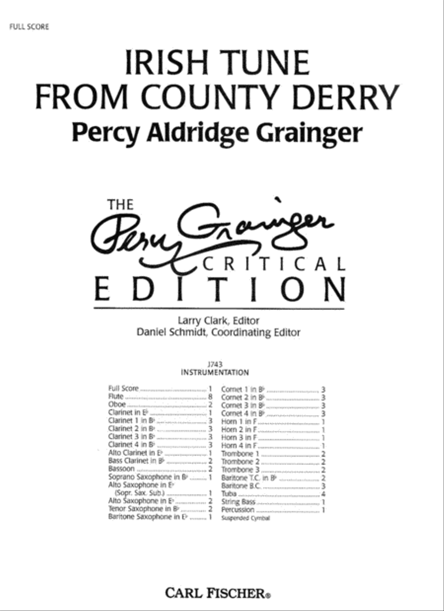Irish Tune From County Derry Concert Band scores gallery preview page 1