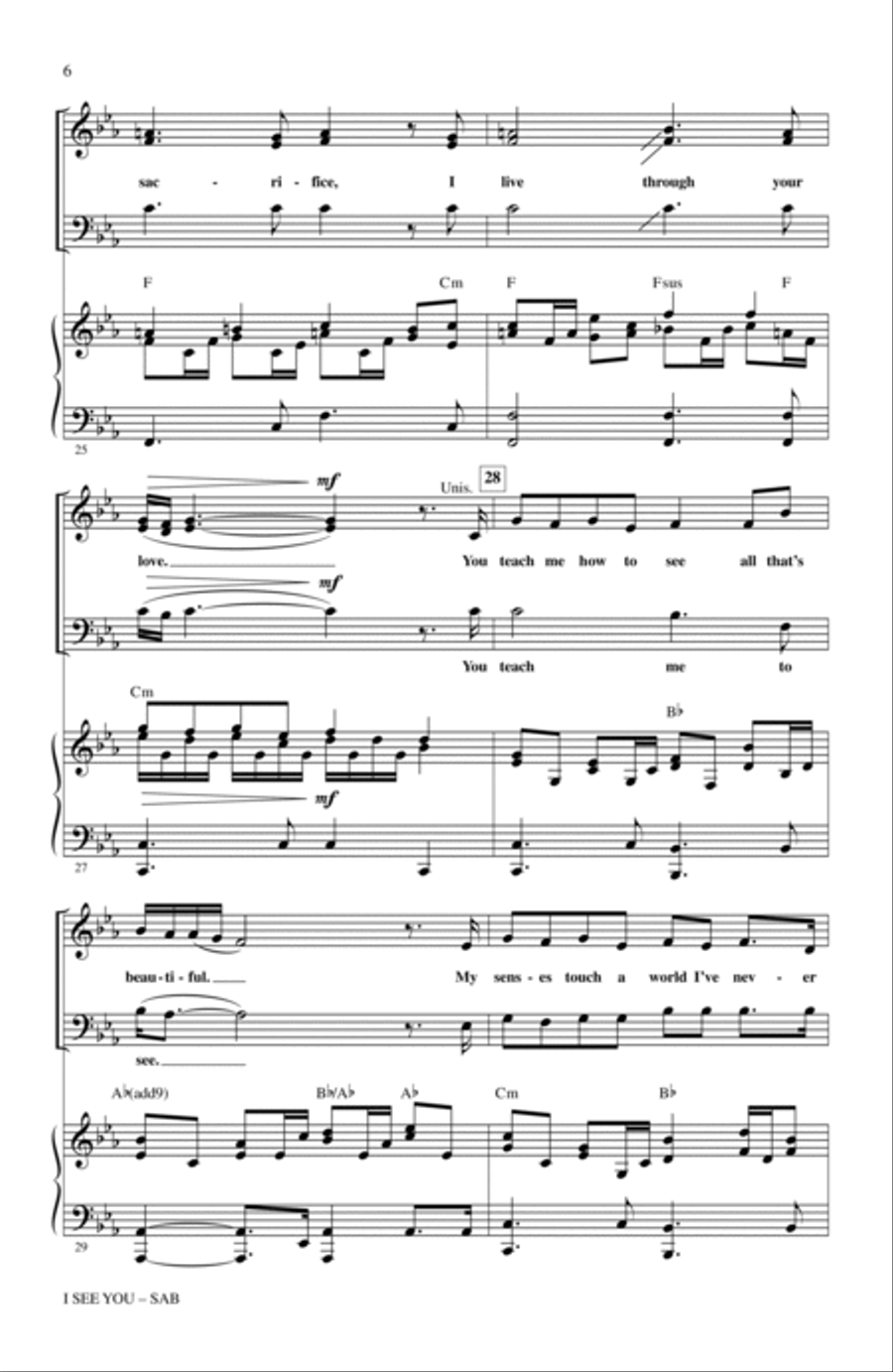 I See You (Theme from Avatar) 3-Part scores gallery preview page 5