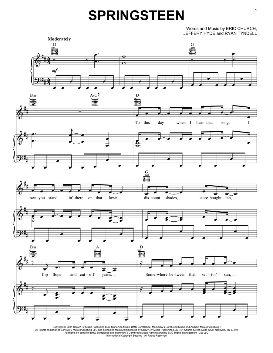 Springsteen Piano, Vocal, Guitar scores gallery preview page 1