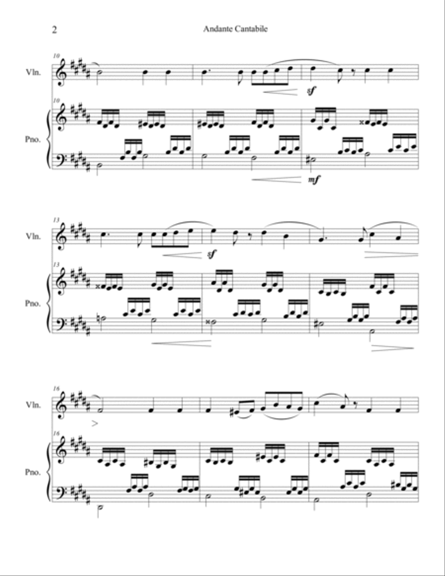 Andante Cantabile (Violin Solo) Violin Solo scores gallery preview page 3