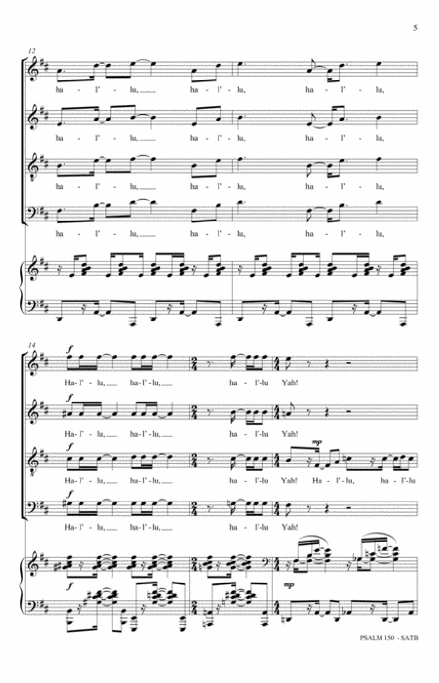 Psalm 150 (Halleluyah) Psalm 150 (Halleluyah) 4-Part scores gallery preview page 3