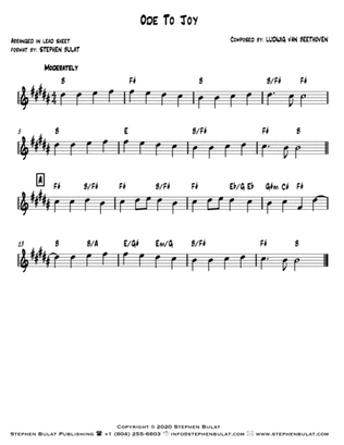 Ode To Joy (Beethoven) - Lead sheet (key of B)