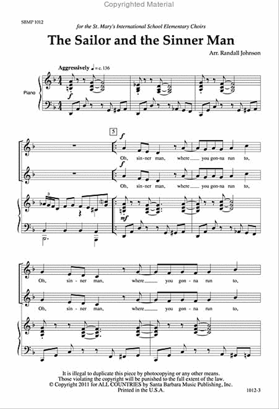The Sailor and the Sinner Man - SA Octavo SA scores gallery preview page 2