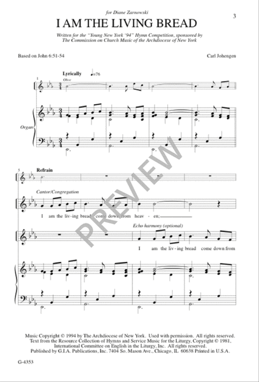 I Am the Living Bread I Am the Living Bread 4-Part scores gallery preview page 1