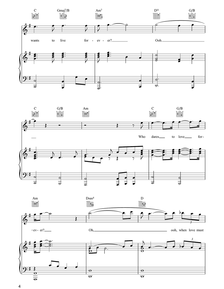 Who Wants To Live Forever? Piano, Vocal, Guitar scores gallery preview page 4