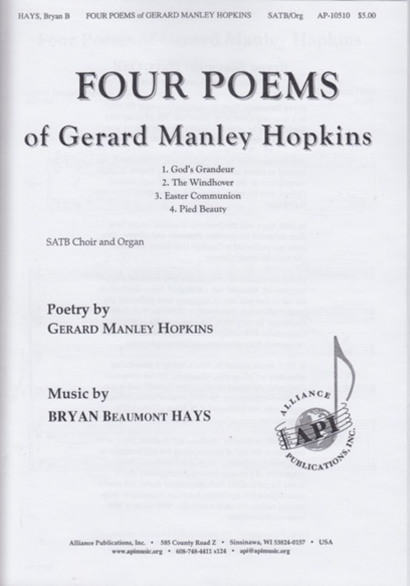Four Poems of Gerard Manley Hopkins - SATB choir, organ image number null