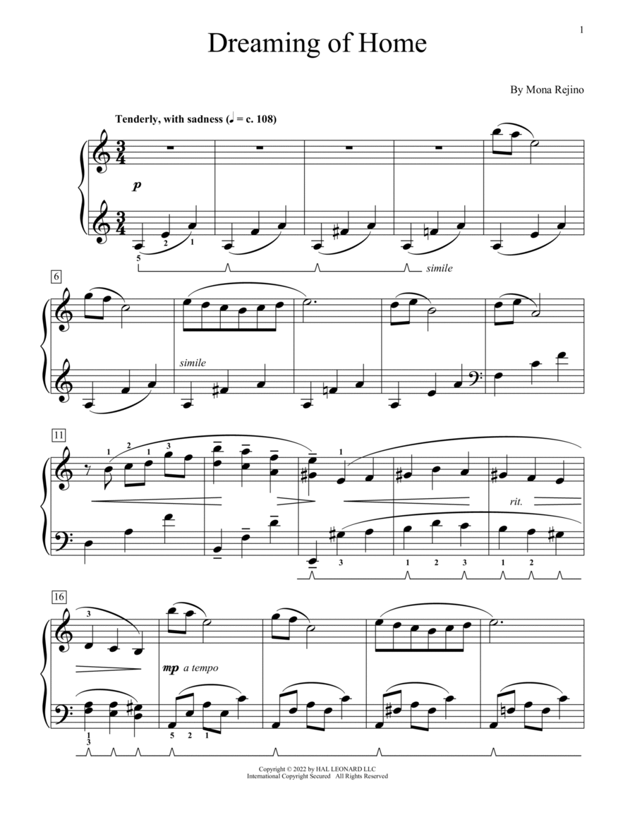 Dreaming Of Home Dreaming Of Home Piano Method scores gallery preview page 1