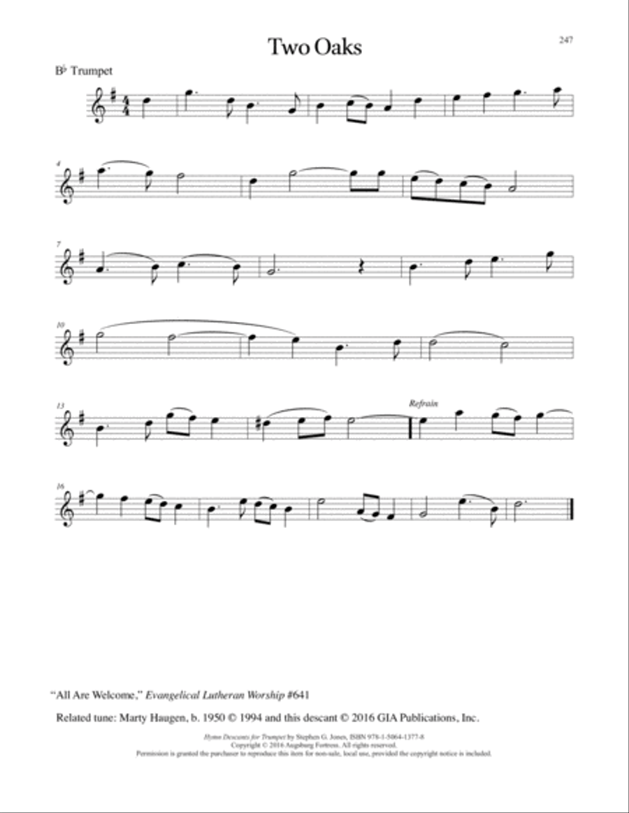 Hymn Descants for Trumpet C Trumpet scores gallery preview page 248