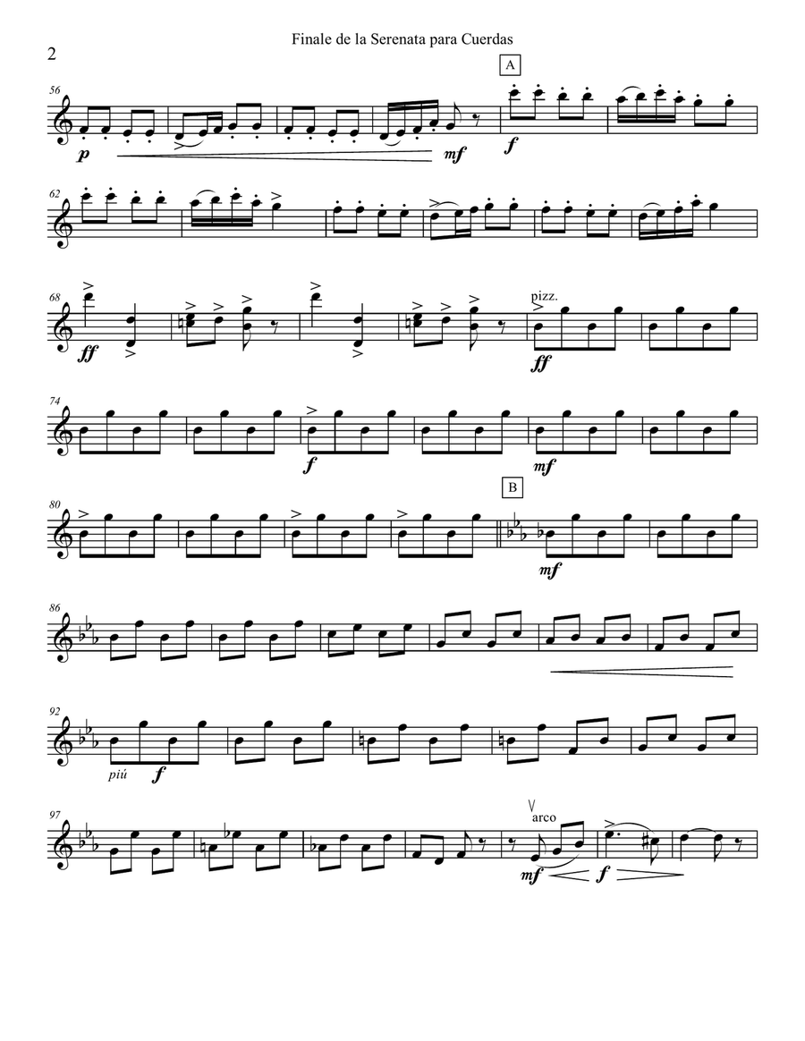 Finale (Tema Russo) from Tschaikowsky's String Serenade, op. 48 PARTS ONLY String Orchestra scores gallery preview page 2