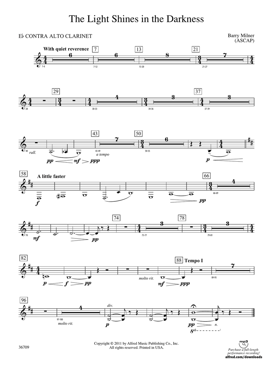 The Light Shines in the Darkness: (World Part) E-flat Contrabass Clarinet