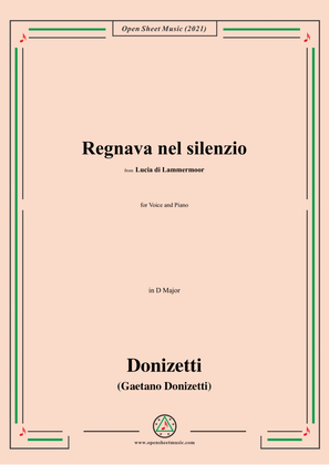 Book cover for Donizetti-Regnava nel silenzio,in D Major,from Lucia di Lammermoor,for Voice and Piano