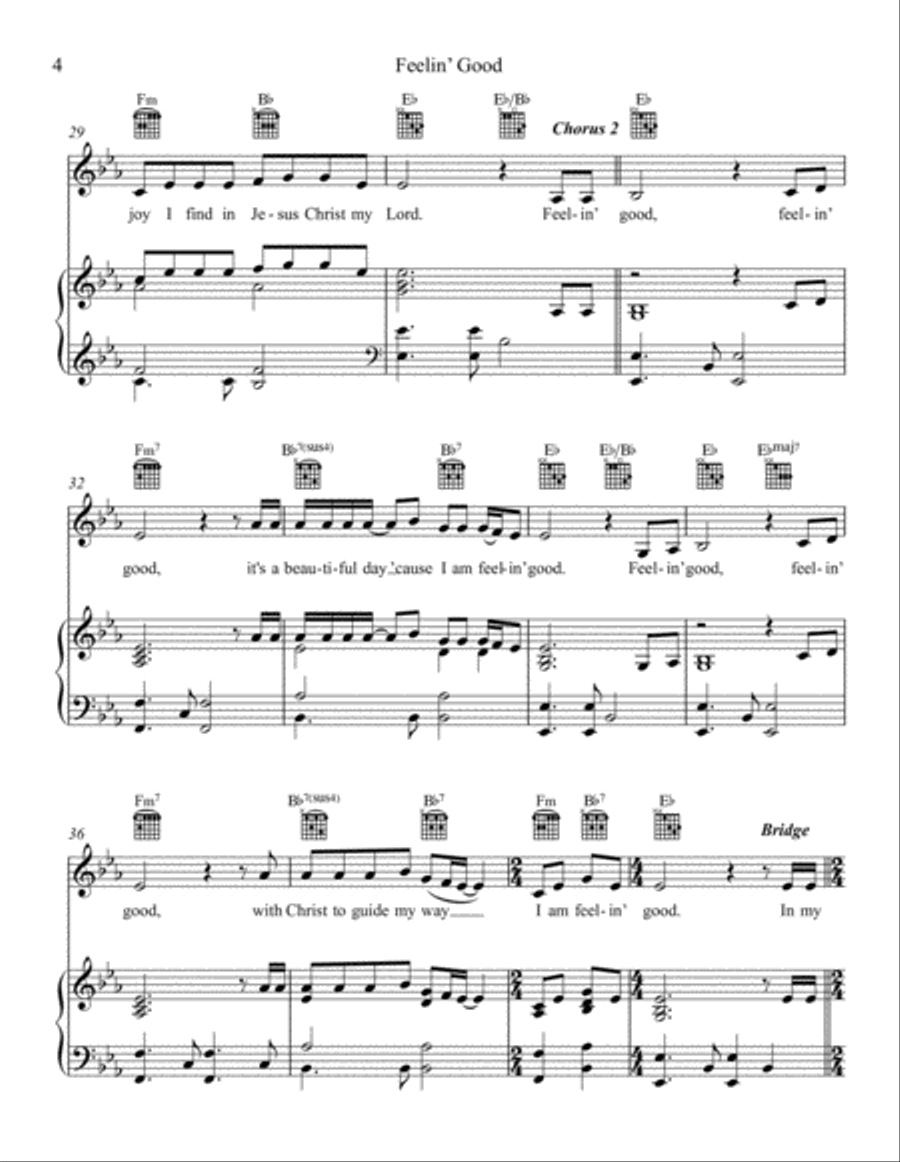 Feelin' Good Piano, Vocal, Guitar scores gallery preview page 4