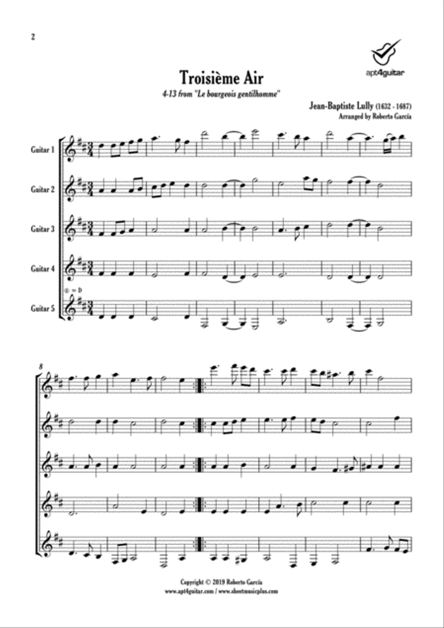 Troisième Air (4-13) Guitar Ensemble scores gallery preview page 2