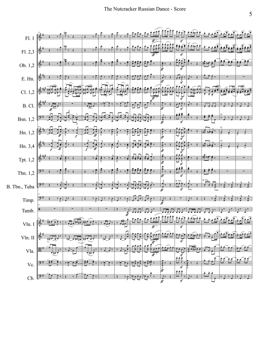 Russian Dance Trepak from The Nutcracker for Full Orchestra Full Orchestra scores gallery preview page 5