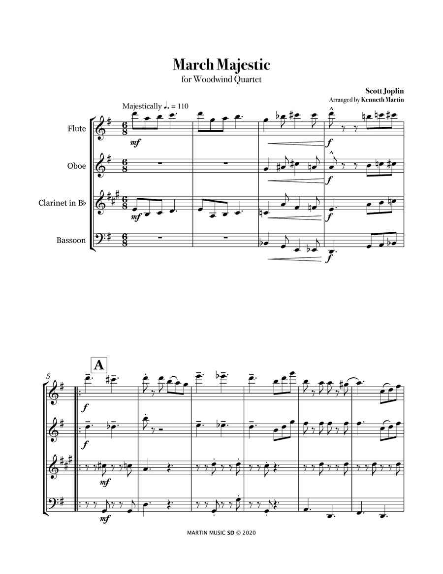 March Majestic - Woodwind Quartet Woodwind Quartet scores gallery preview page 2