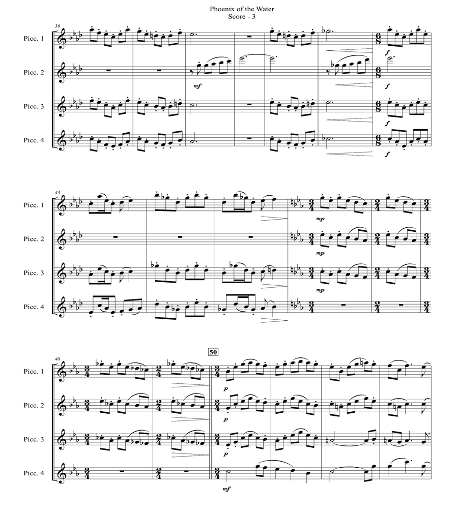 Phoenix of the Water (for Flute Quartet from same or mixed instrumentation)