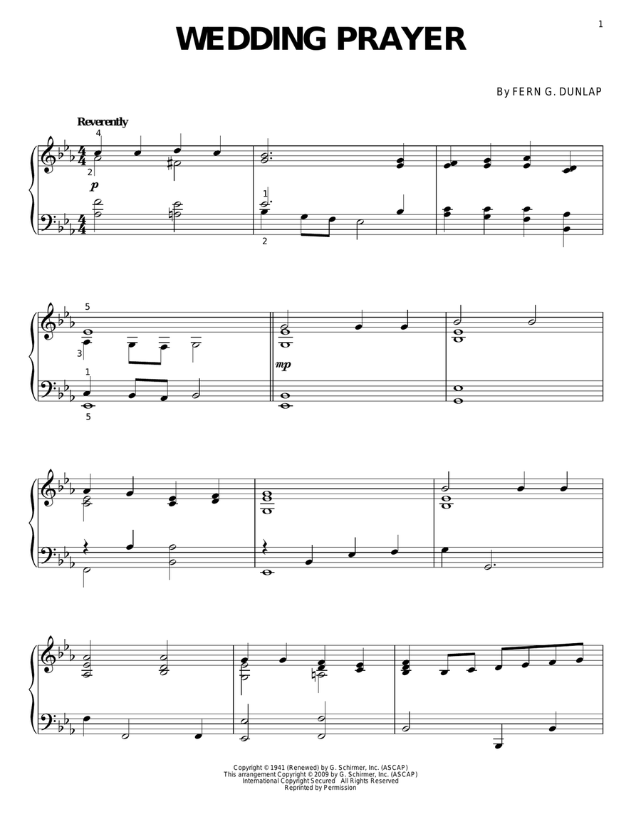Wedding Prayer Piano Solo scores gallery preview page 1