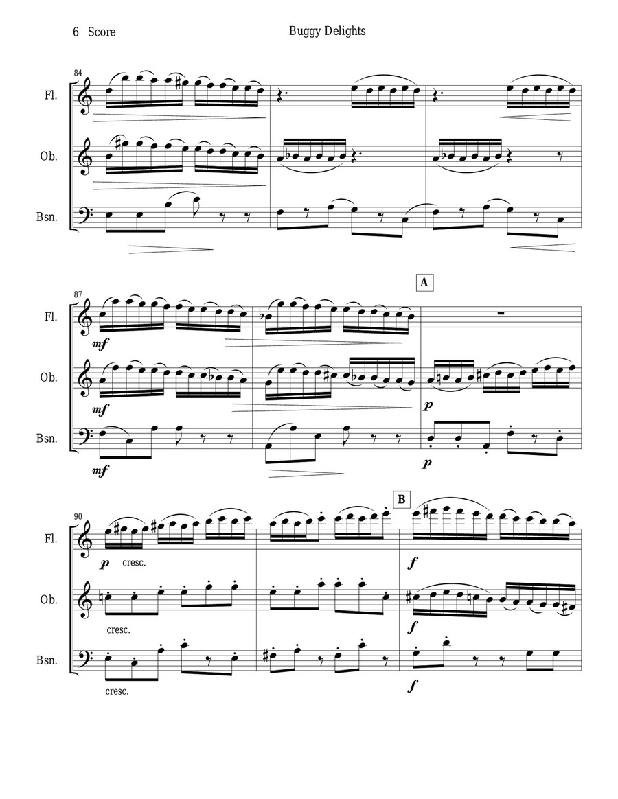 Buggy Delights for Flute, Oboe, and Bassoon Trio Woodwind Trio scores gallery preview page 6