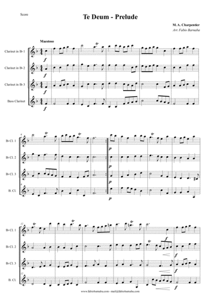 Te Deum - Prelude for Clarinet Quartet or Clarinet Choir image number null