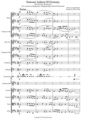 National Anthem of Germany (Suitable for intermediate orchestra, adapted for Sheffield High School O