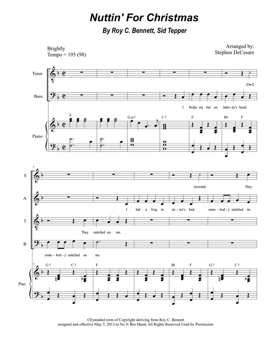 Nuttin' For Christmas 4-Part scores gallery preview page 1