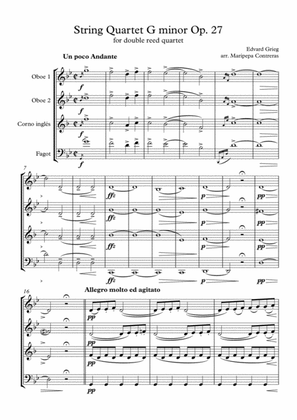 Grieg - String Quartet Gm Op. 27 (for double reed quartet)