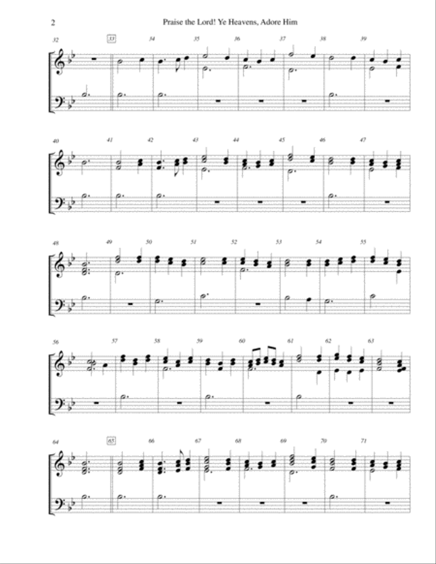Praise the Lord! Ye Heavens, Adore Him - for 2-octave handbell choir 2-Octaves scores gallery preview page 2